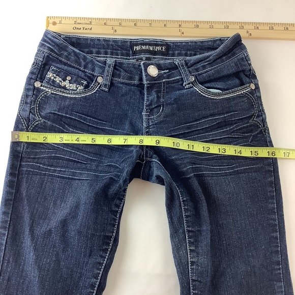 Premium Spice Size 0 Skinny Jeans Rhinestones Stretch Denim - Picture 10 of 12